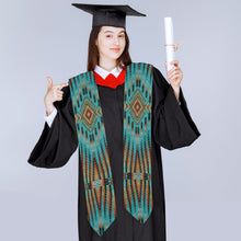 Load image into Gallery viewer, Fire Feather Turquoise Graduation Stole
