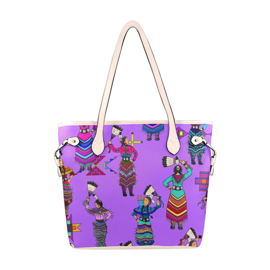 Women's Jingle Dancers Purple Clover Canvas Tote Bag