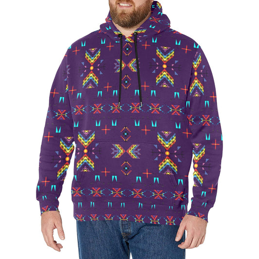 Rainy Chief Rainbow Dark Purple Men's Long Sleeve Fleece Hoodie