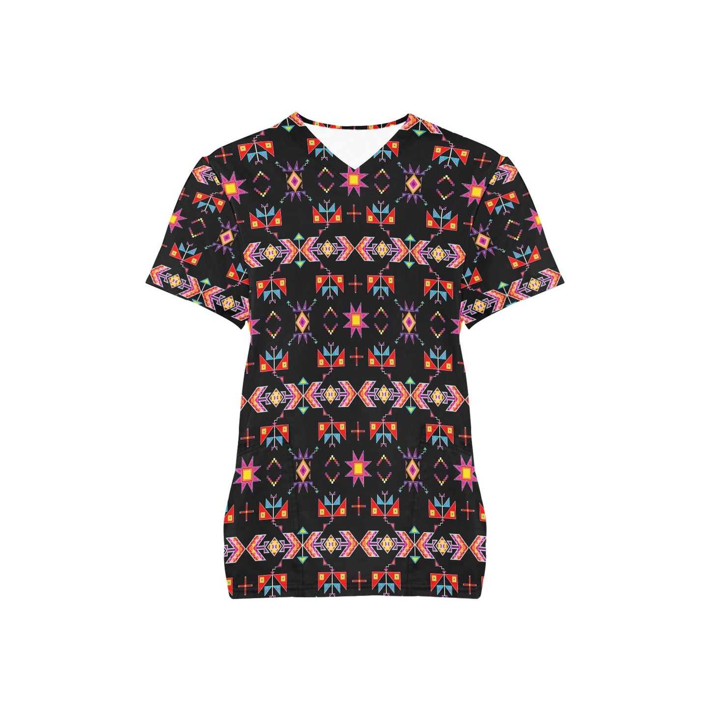 Scattered Generations Black Scrub Top