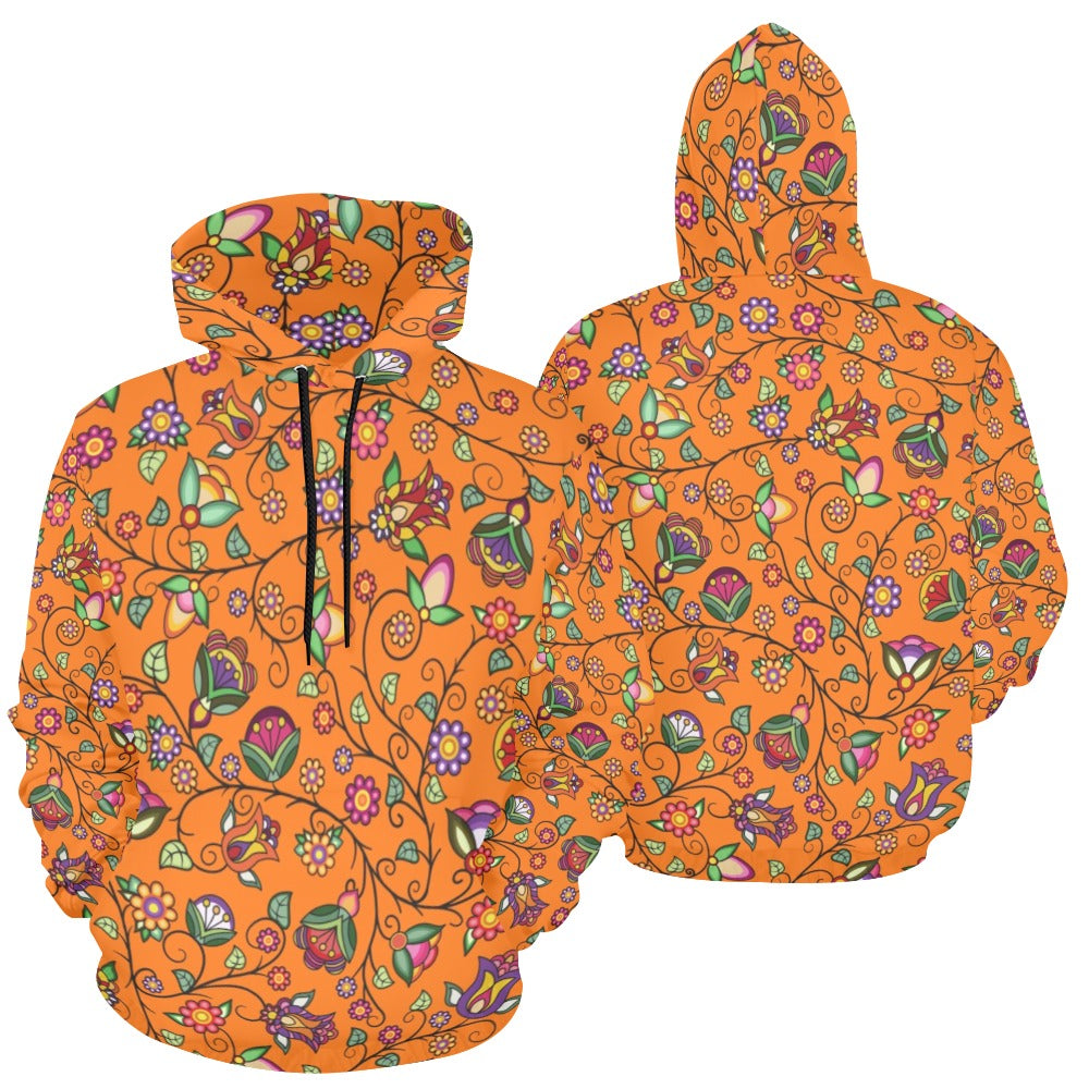 Heartbeat Petals Orange Hoodie for Women