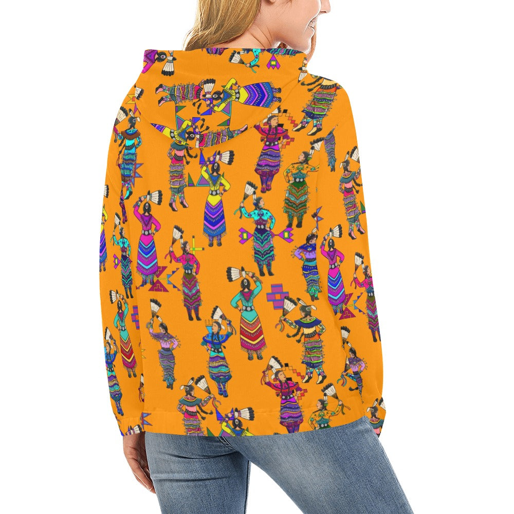 Women's Jingle Dancers Orange Hoodie for Women