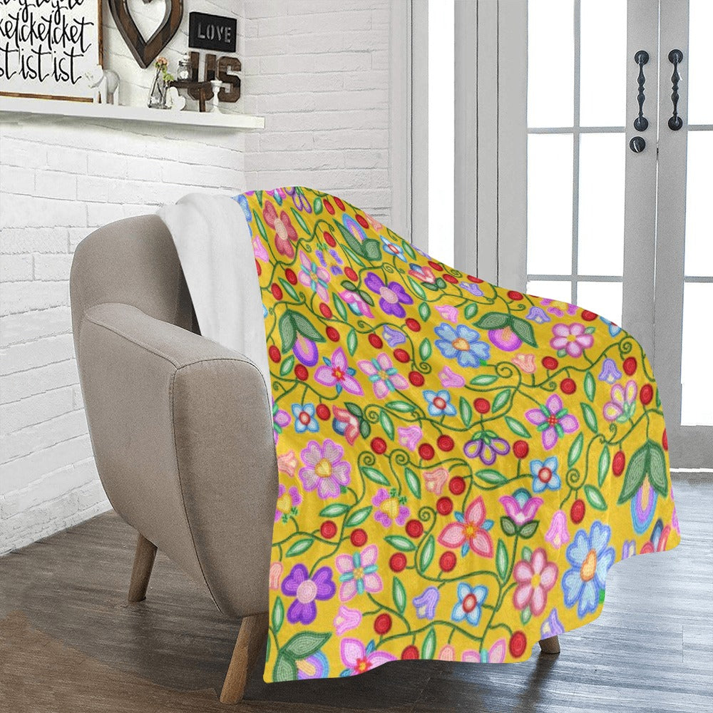 Petal Harmony Ochre Large Micro Fleece Blanket