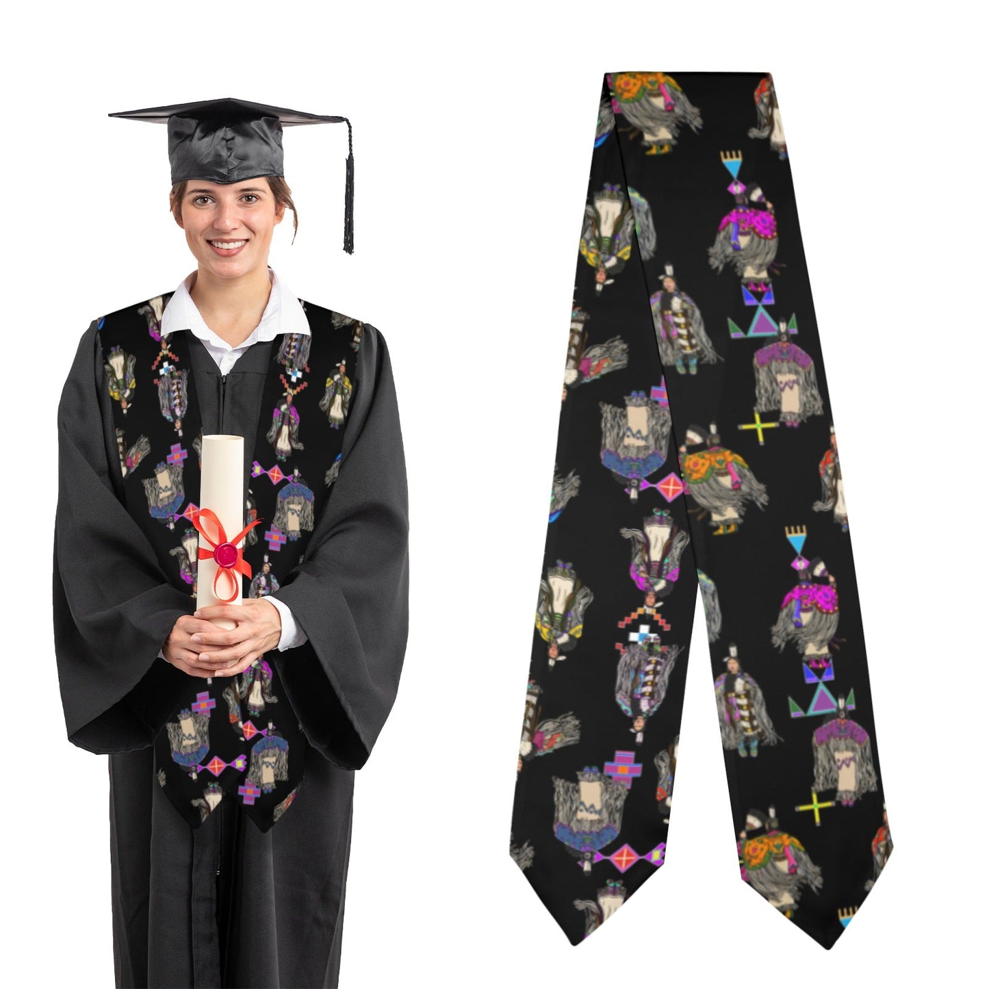Women's Tradish Dancers Black Graduation Stole