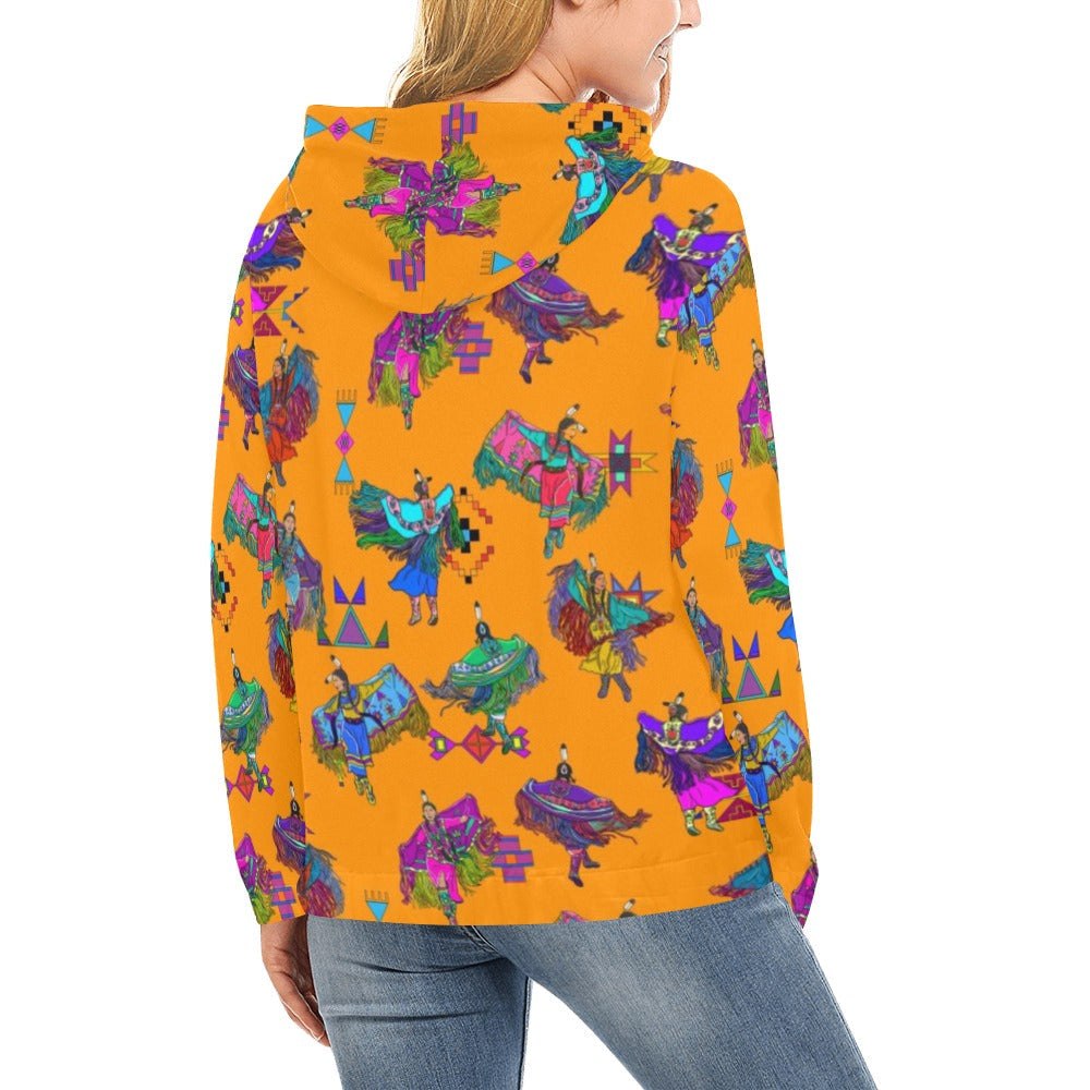 Women's Fancy Dancers Orange Hoodie for Women (USA Size)