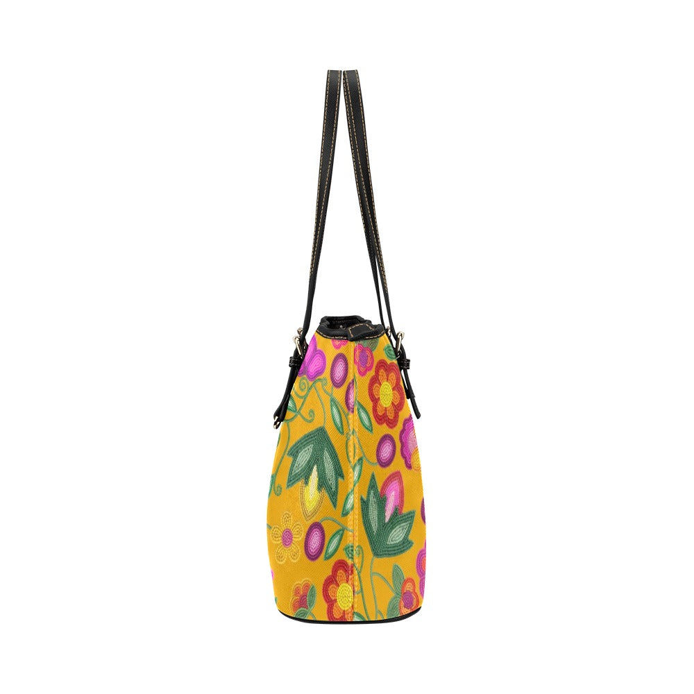 Boreal Bounty Yellow Leather Tote
