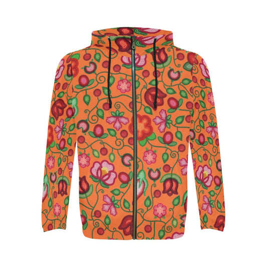 Rose Reverie Orange Zip Hoodie