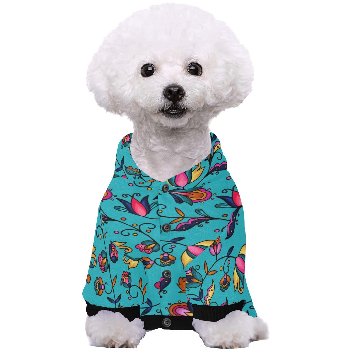 Copper Prairie Petals Turquoise Pet Dog Hoodie