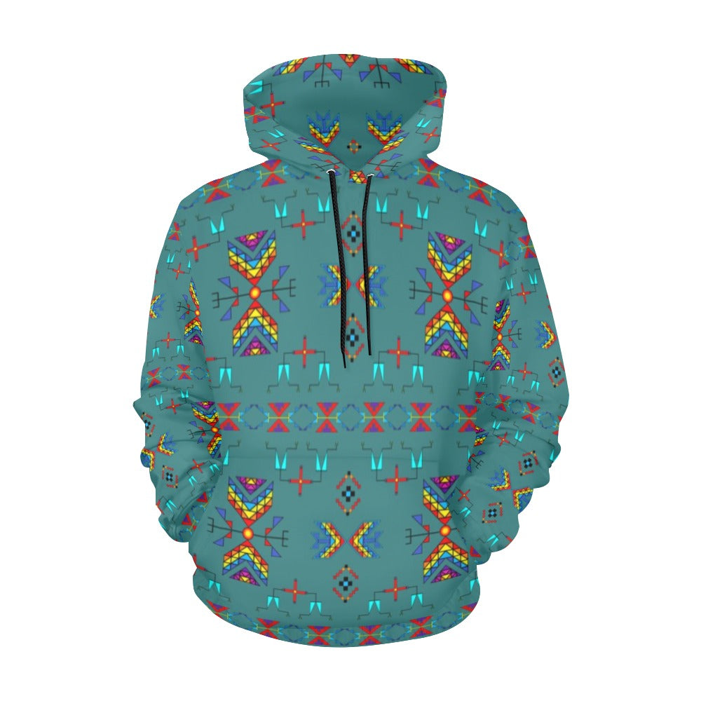 Rainy Chief Rainbow Teal Sky Hoodie for Women