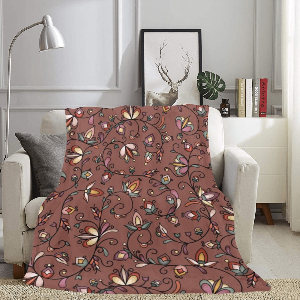 Burnt Sky Petals Brown X-Large Micro Fleece Blanket