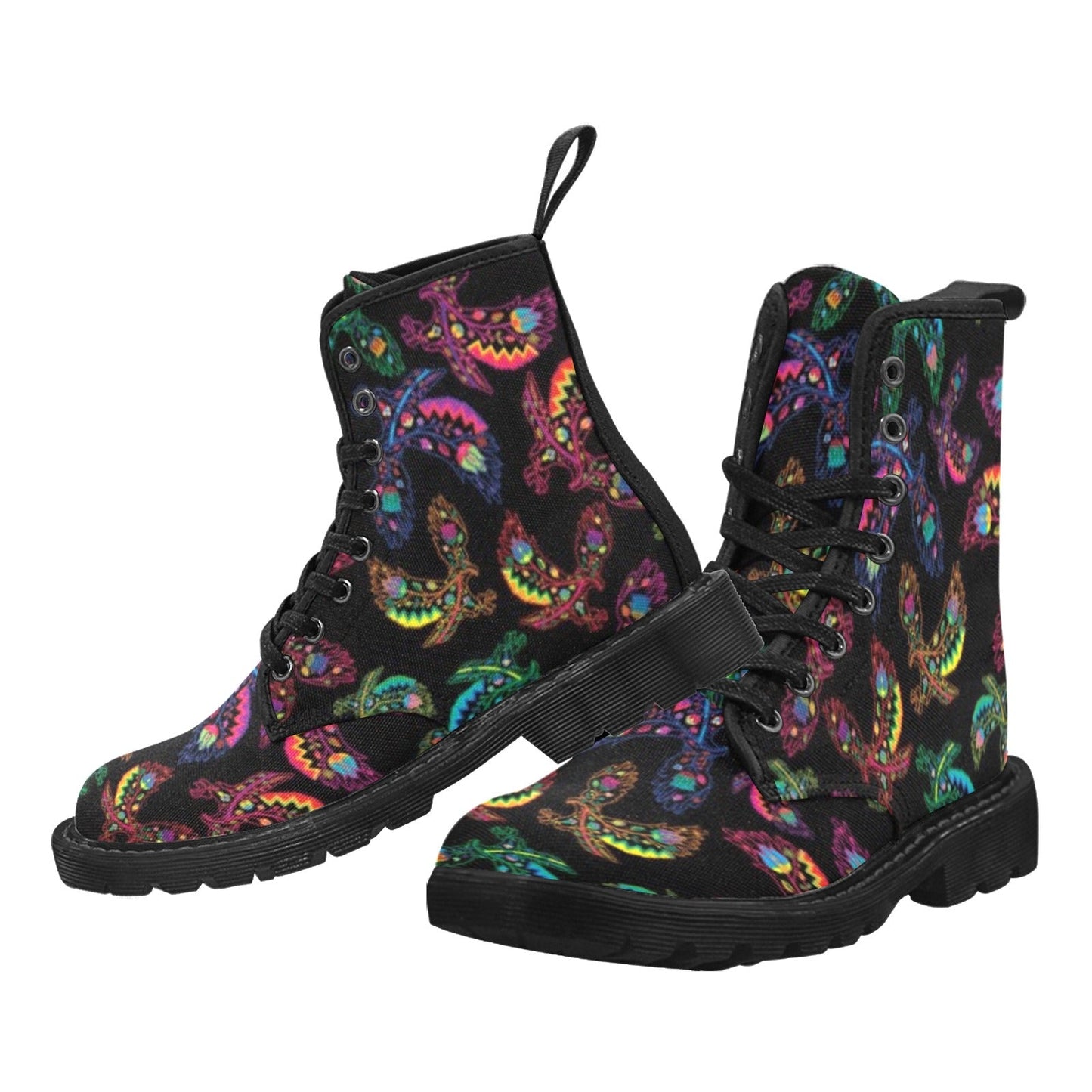 Neon Floral Eagles Boots for Men