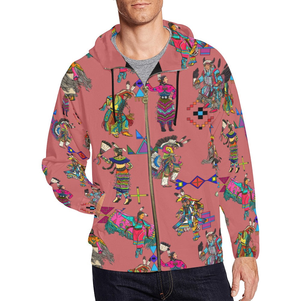 Grand Entry Dancers Terra Cotta Men's Zipper Hoodie