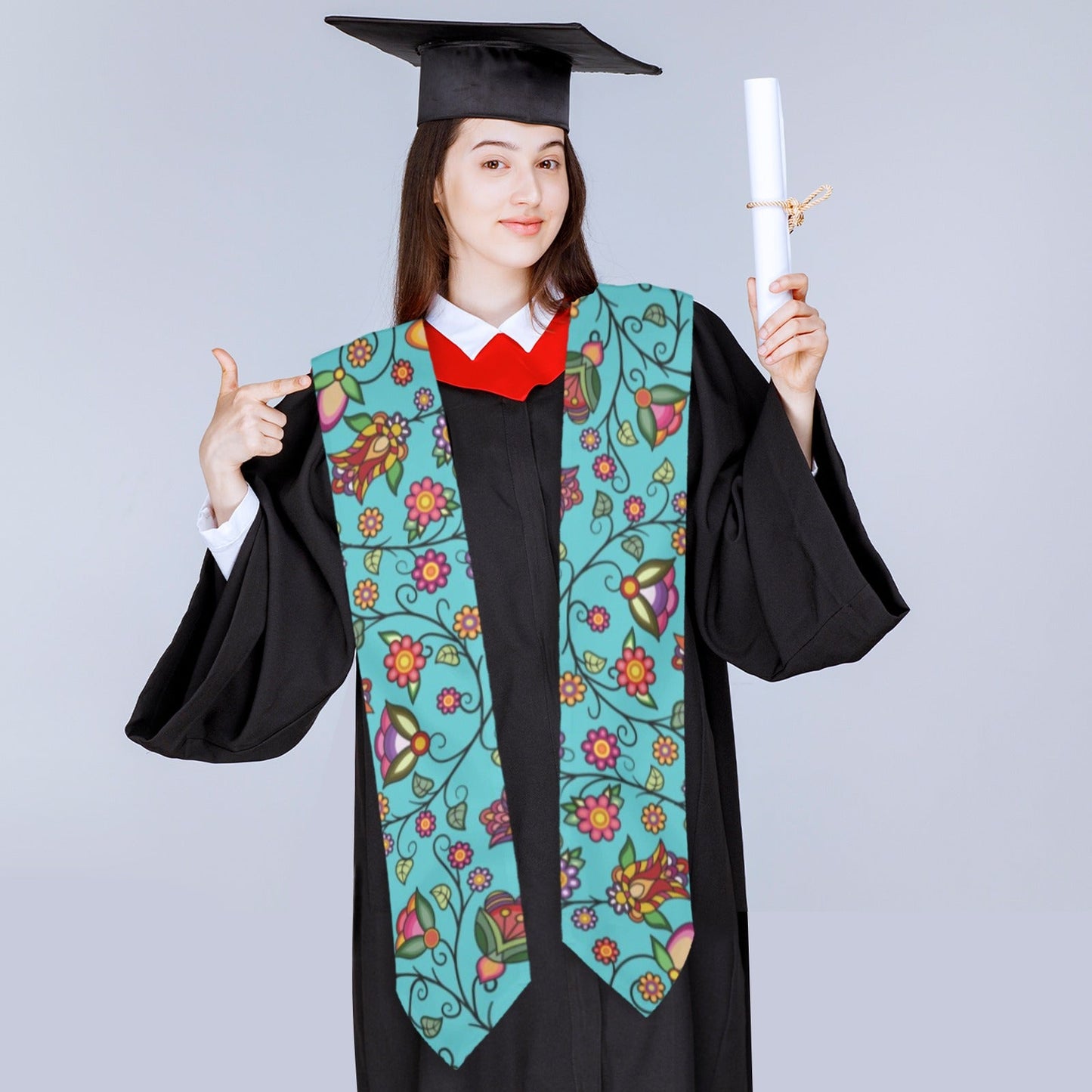 Heartbeat Petals Turquoise Graduation Stole