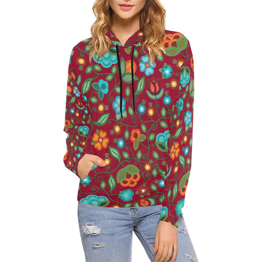 Prairie Fire Petals Red Hoodie for Women