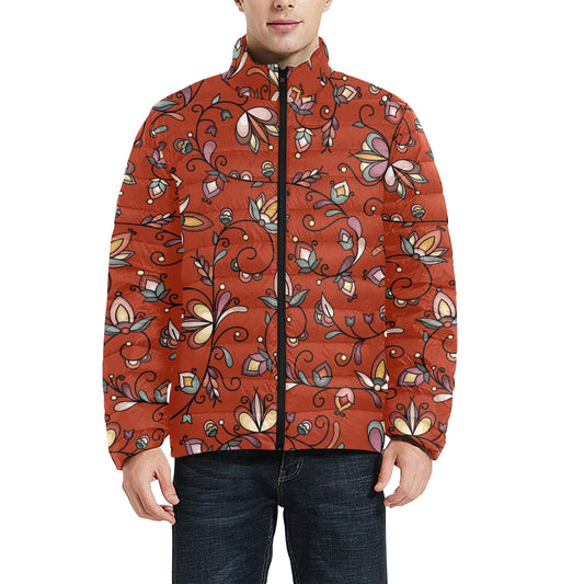Burnt Sky Petals Red Men's Padded Jacket