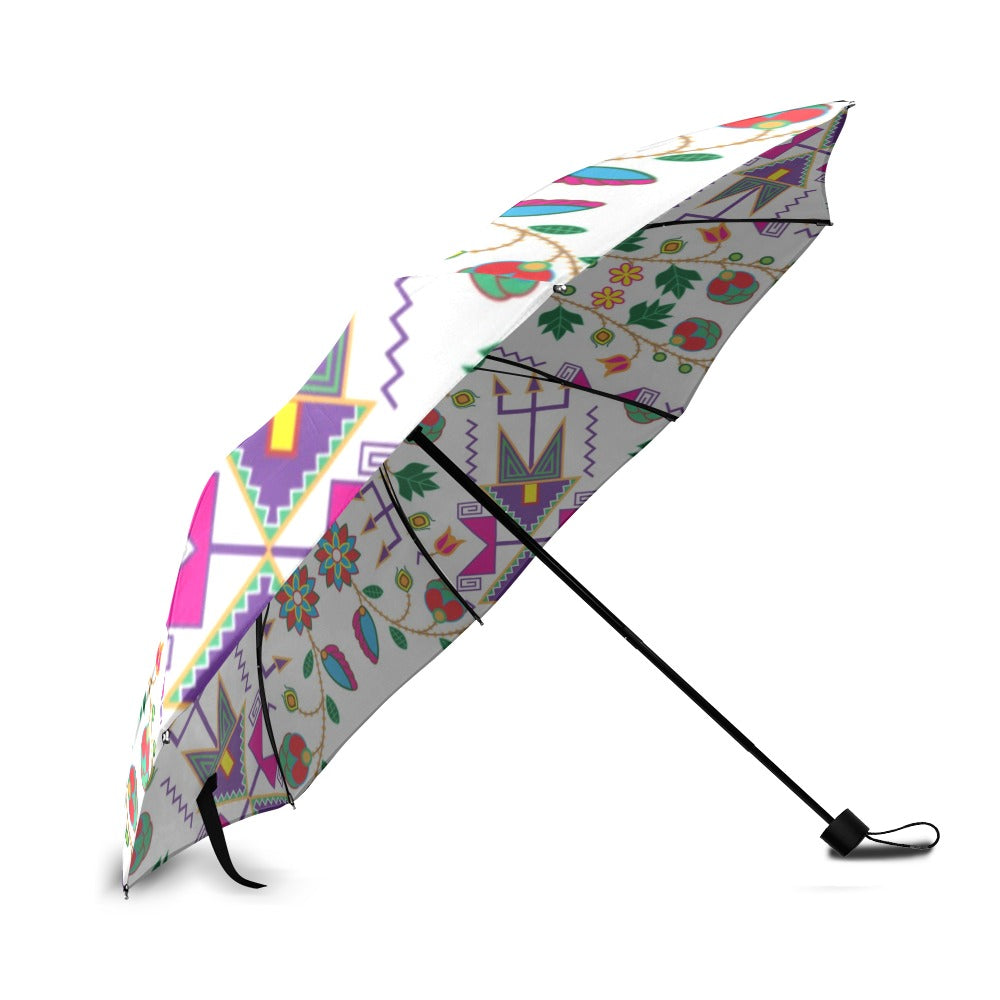 Geometric Floral Fall White Foldable Umbrella