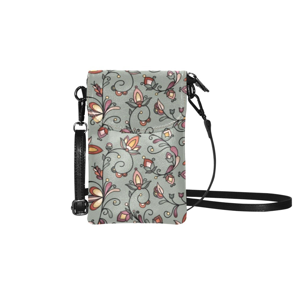 Burnt Sky Petals Green Small Cell Phone Purse