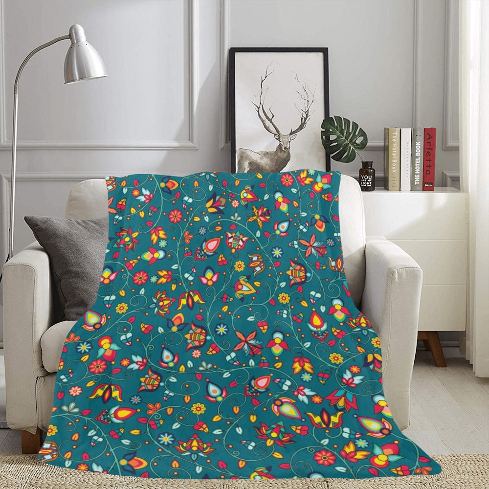 Thorny Path Teal X-Large Micro Fleece Blanket