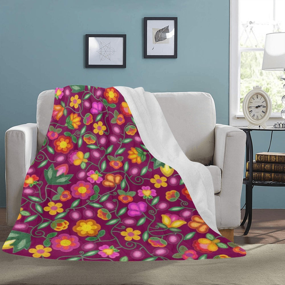 Boreal Bounty Dark Magenta X-Large Micro Fleece Blanket