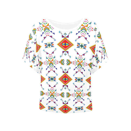 Buffalo Jump White Women's Batwing-Sleeved Blouse T shirt
