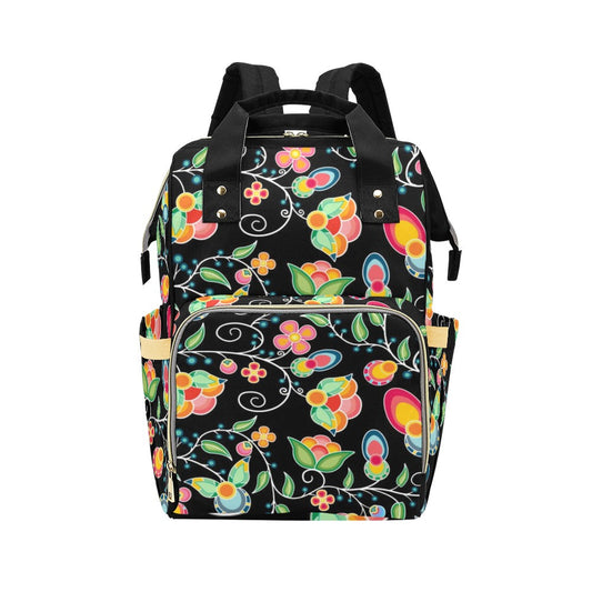 Floral Bounty Black Multi-Function Diaper Backpack