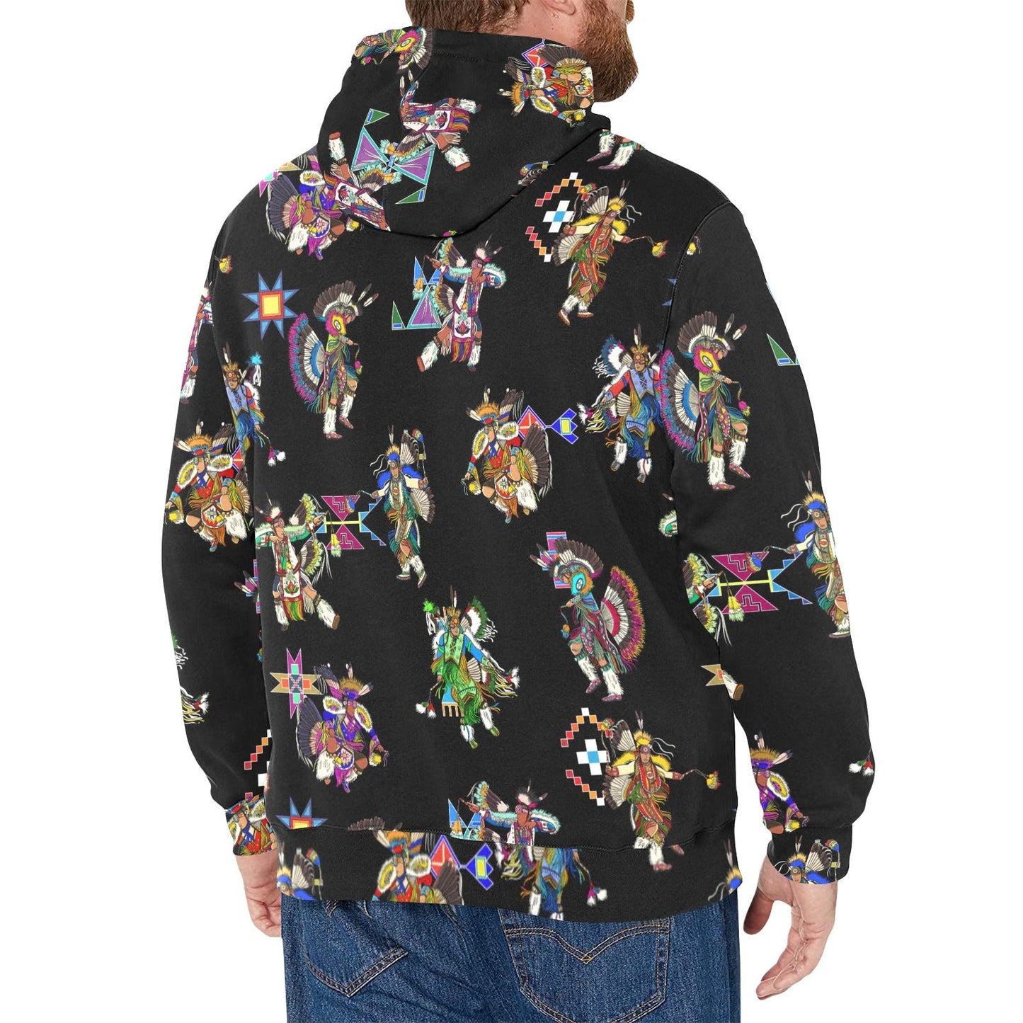 Men's Fancy Dancer Black Men's Long Sleeve Fleece Hoodie