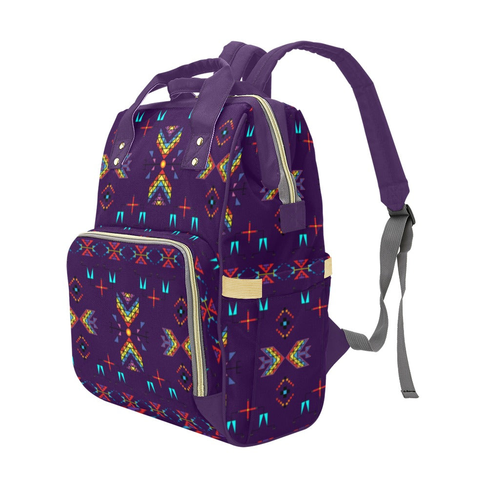 Rainy Chief Rainbow Dark Purple Multi-Function Diaper Backpack