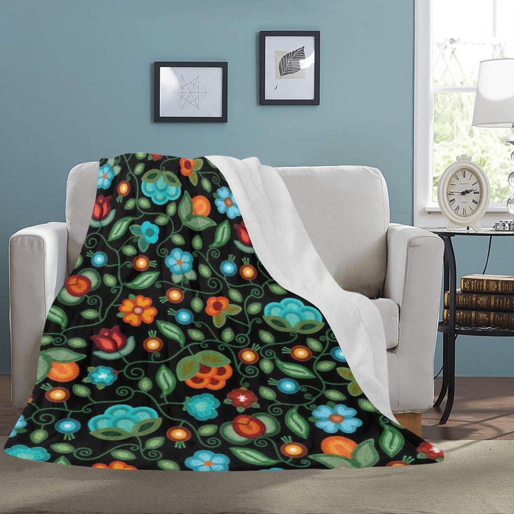 Prairie Fire Petals Black X-Large Micro Fleece Blanket