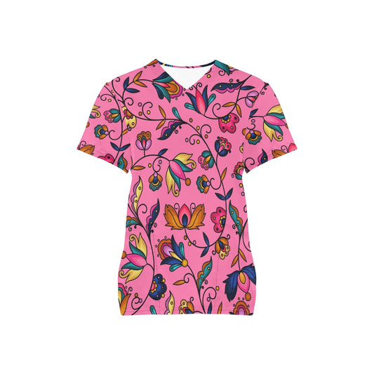 Copper Prairie Petals Pink Scrub Top