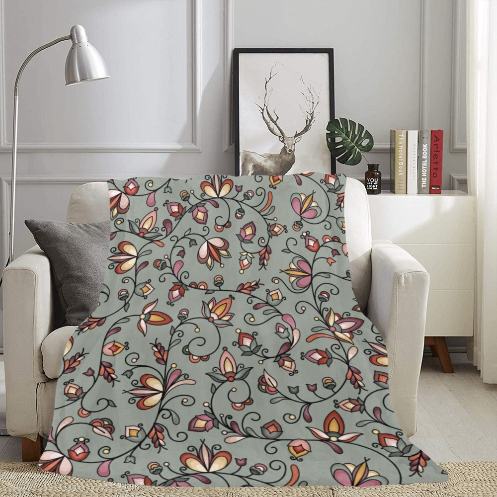 Burnt Sky Petals Green X-Large Micro Fleece Blanket