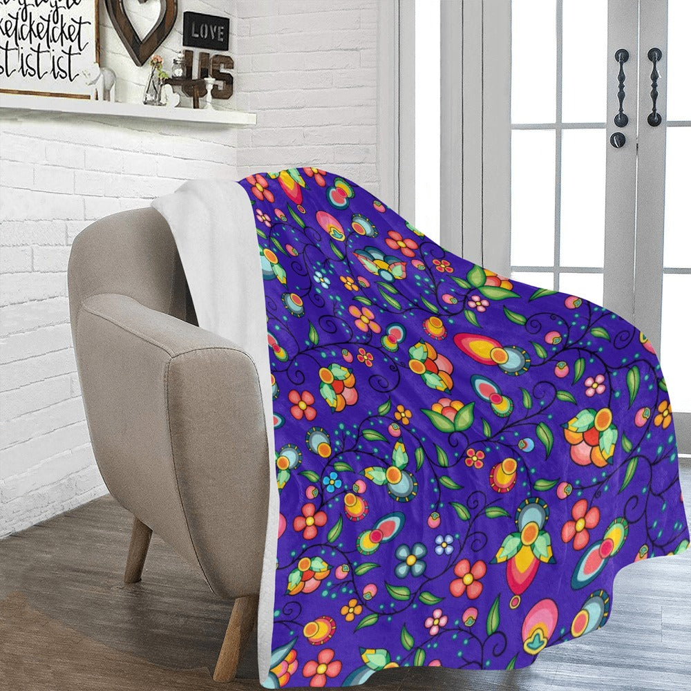 Floral Bounty Blue X-Large Micro Fleece Blanket