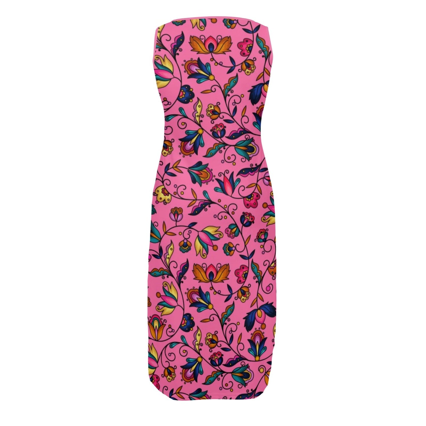 Copper Prairie Petals Pink Phaedra Sleeveless Open Fork Long Dress