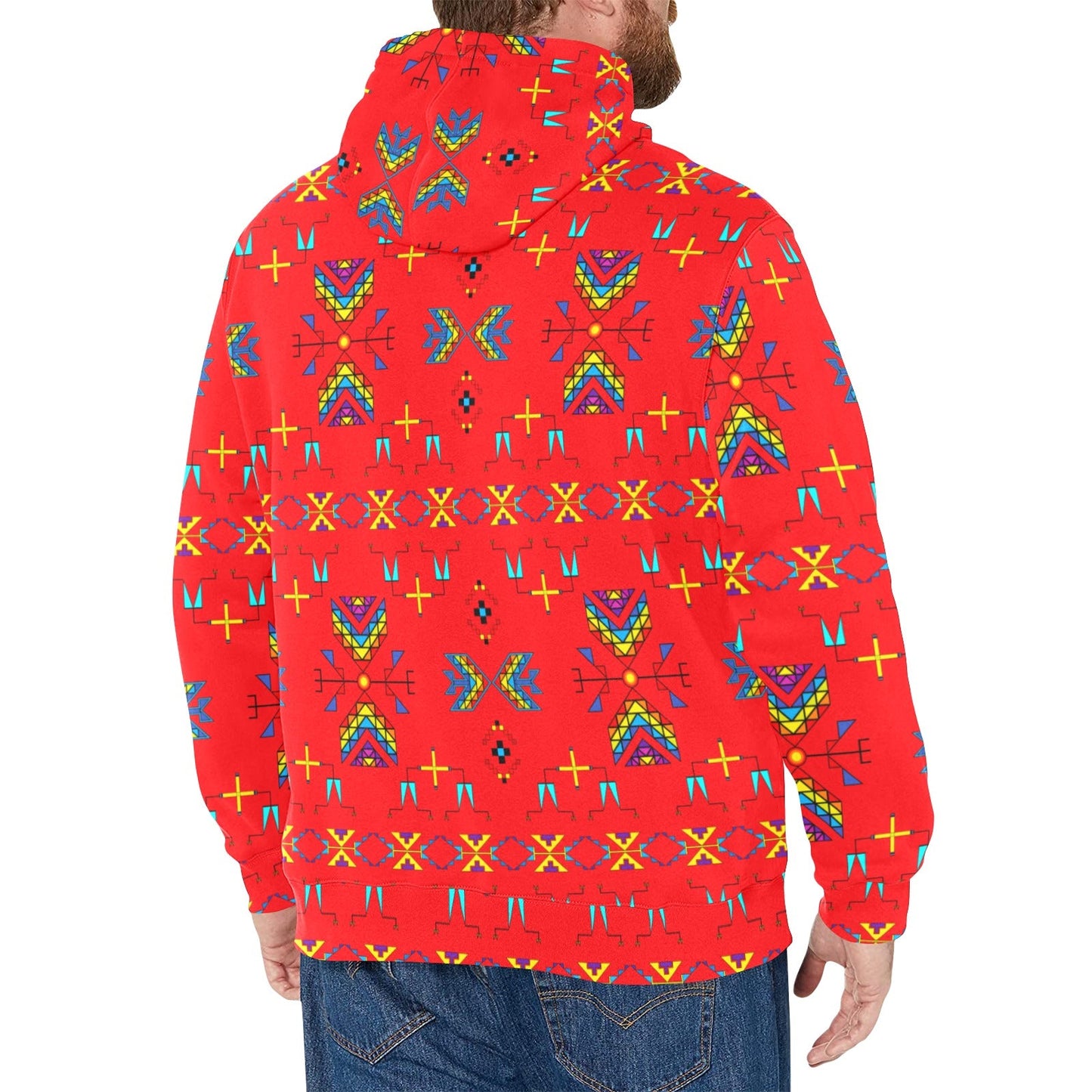 Rainy Chief Rainbow Red Men's Long Sleeve Fleece Hoodie