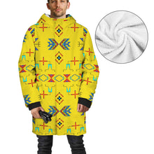 Load image into Gallery viewer, Rainbow Chief Rainbow Yellow Unisex Sherpa Lined Hooded Coat
