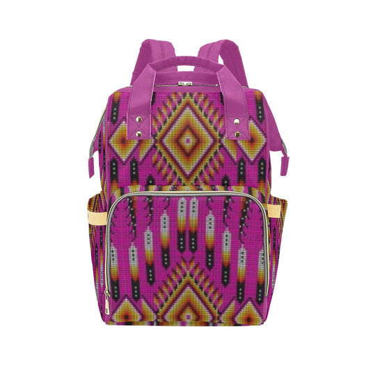 Fire Feather Pink Multi-Function Diaper Backpack/Diaper Bag