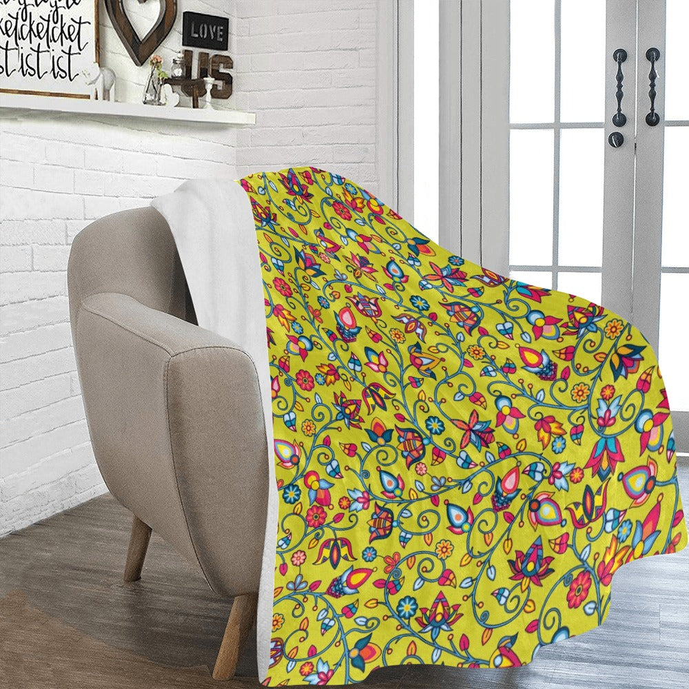 Thorny Path Yellow Grass X-Large Micro Fleece Blanket