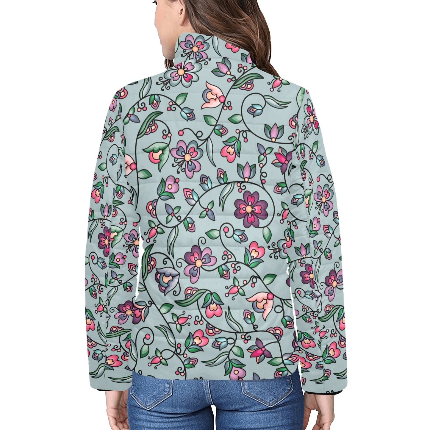 Amber Evening Garland Turquoise Women's Stand Collar Padded Jacket