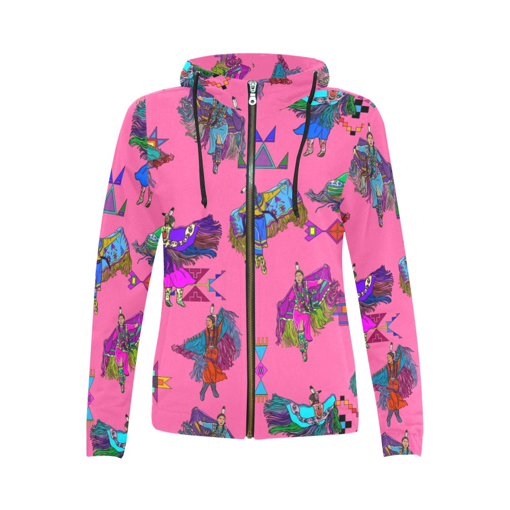 Women's Fancy Dancers Pink Full Zip Hoodie for Women