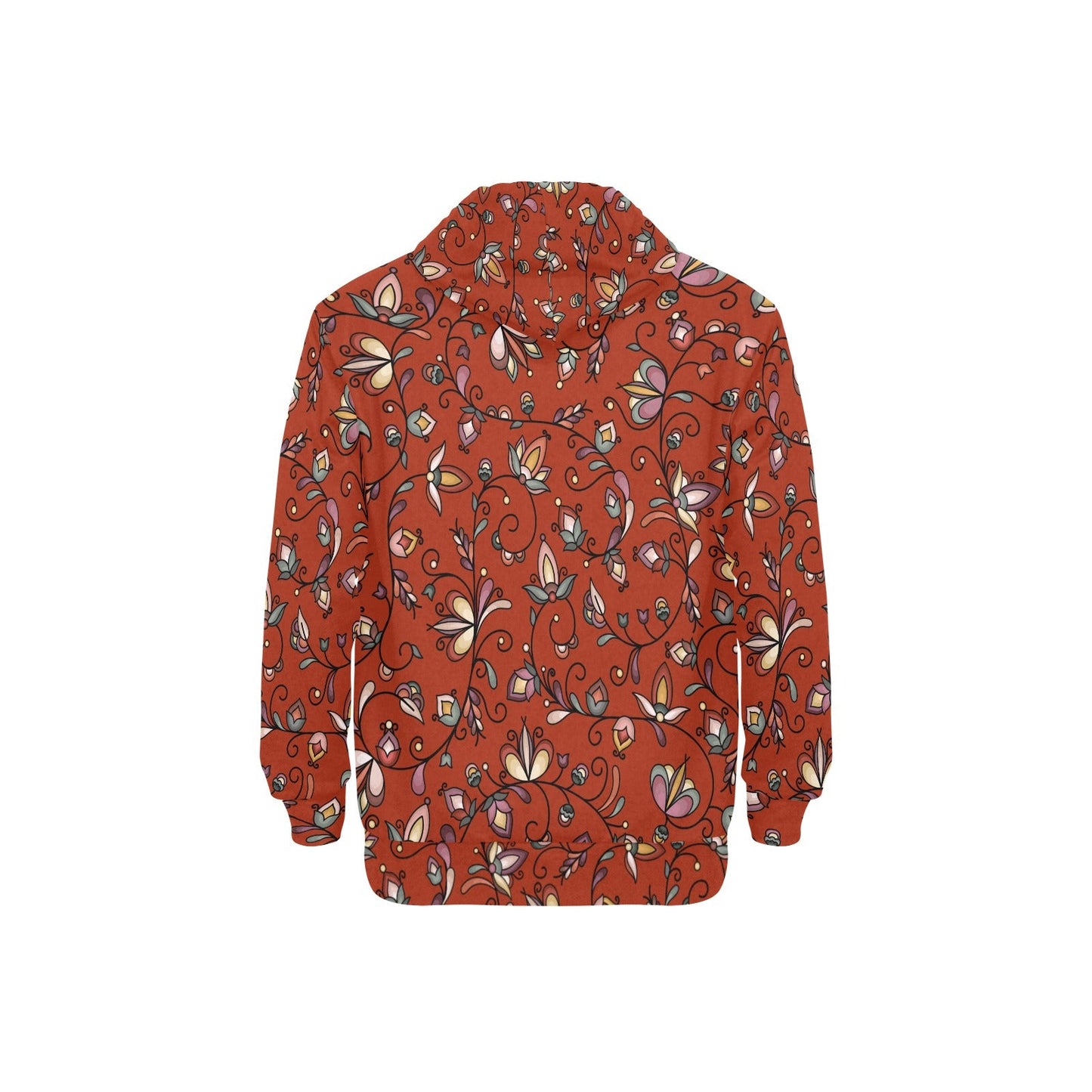 Burnt Sky Petals Red Men's Long Sleeve Fleece Hoodie