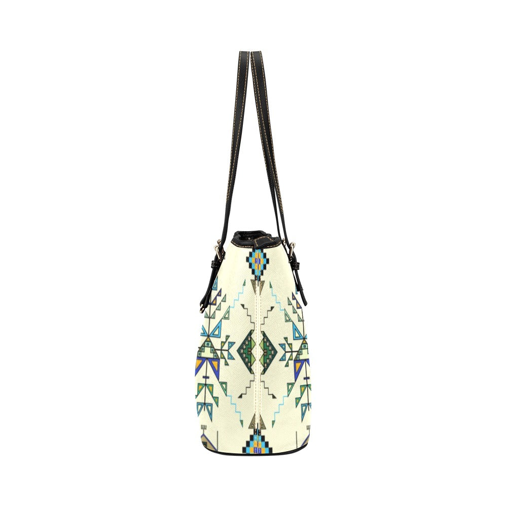 Bear Shield Cream Leather Tote