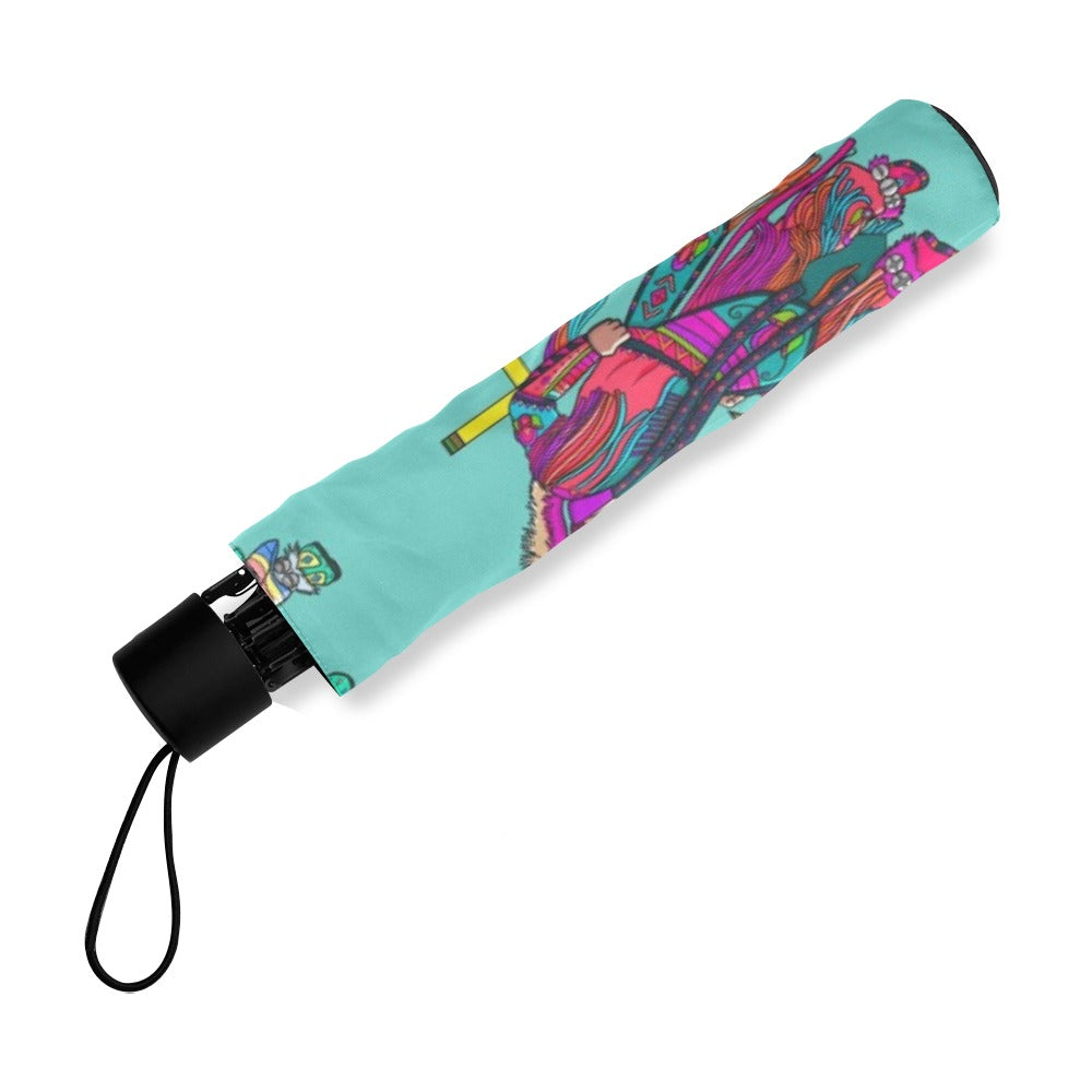 Men's Grass Dancers Eggshell Blue Foldable Umbrella