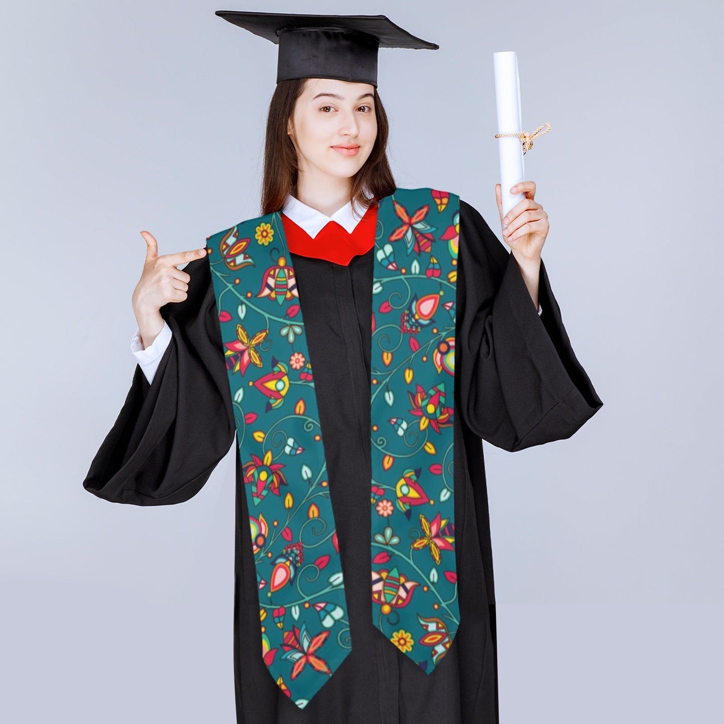 Thorny Path Teal Graduation Stole