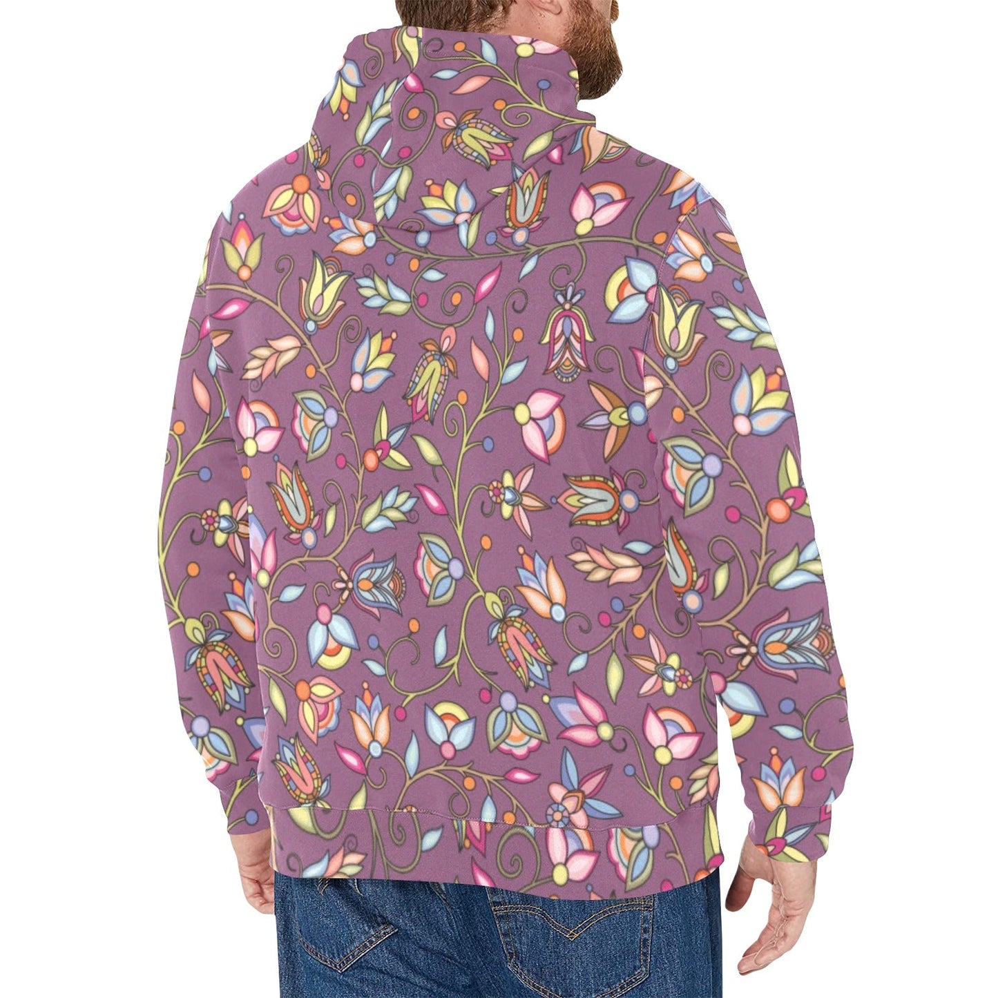 Buffalo Bloom Blush Men's Long Sleeve Fleece Hoodie
