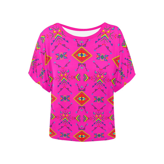 Buffalo Jump Pink Women's Batwing-Sleeved Blouse T shirt