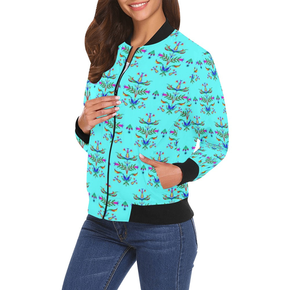 Dakota Damask Turquoise Bomber Jacket for Women