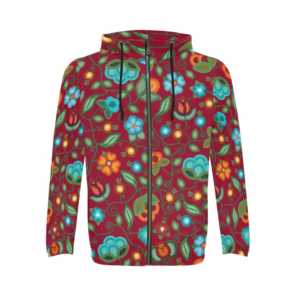 Prairie Fire Petals Red Zip Hoodie