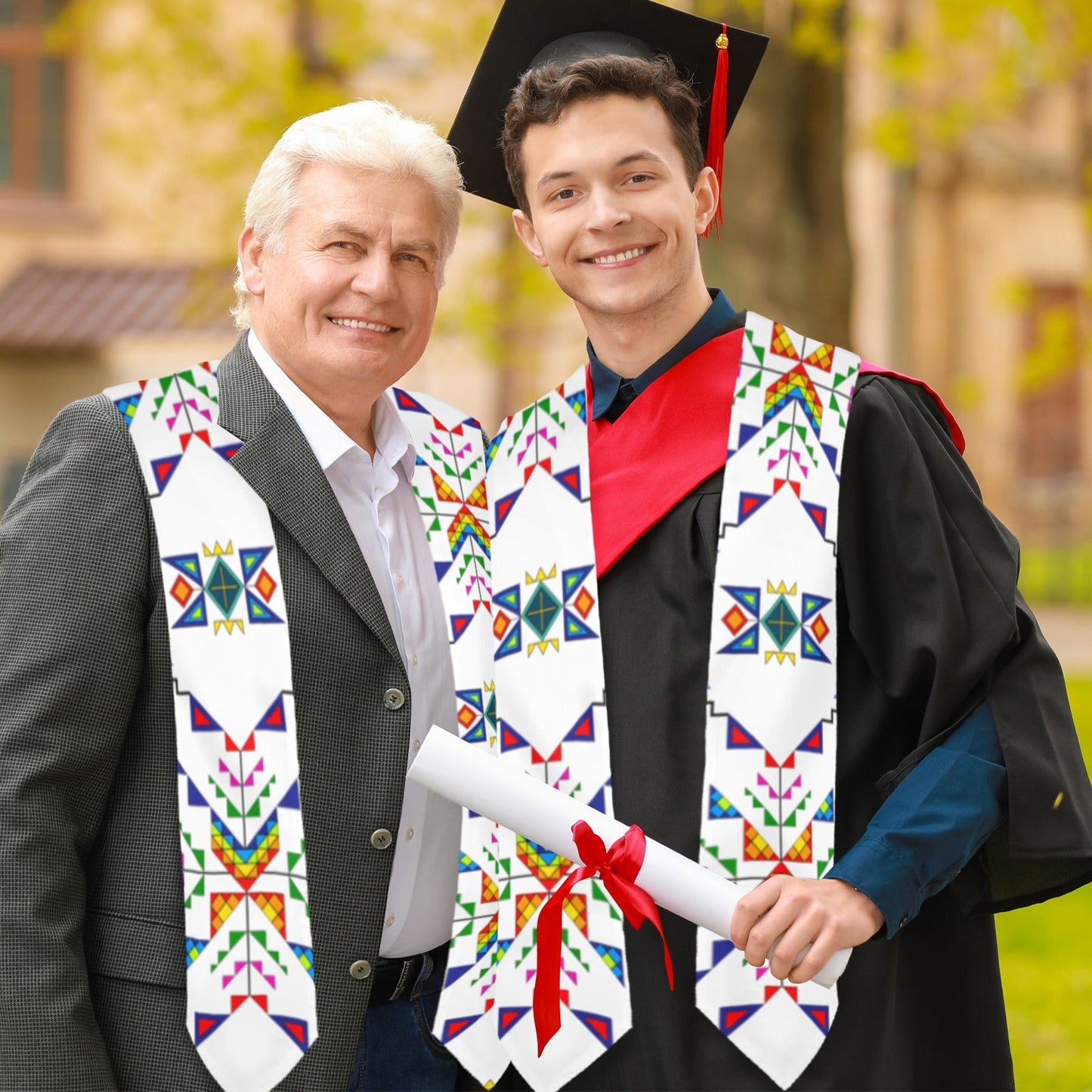 Buffalo Jump White Graduation Stole