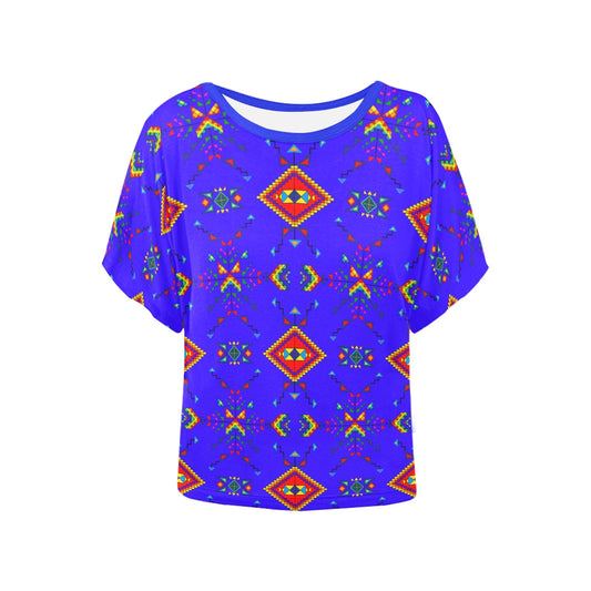 Buffalo Jump Blue Women's Batwing-Sleeved Blouse T shirt