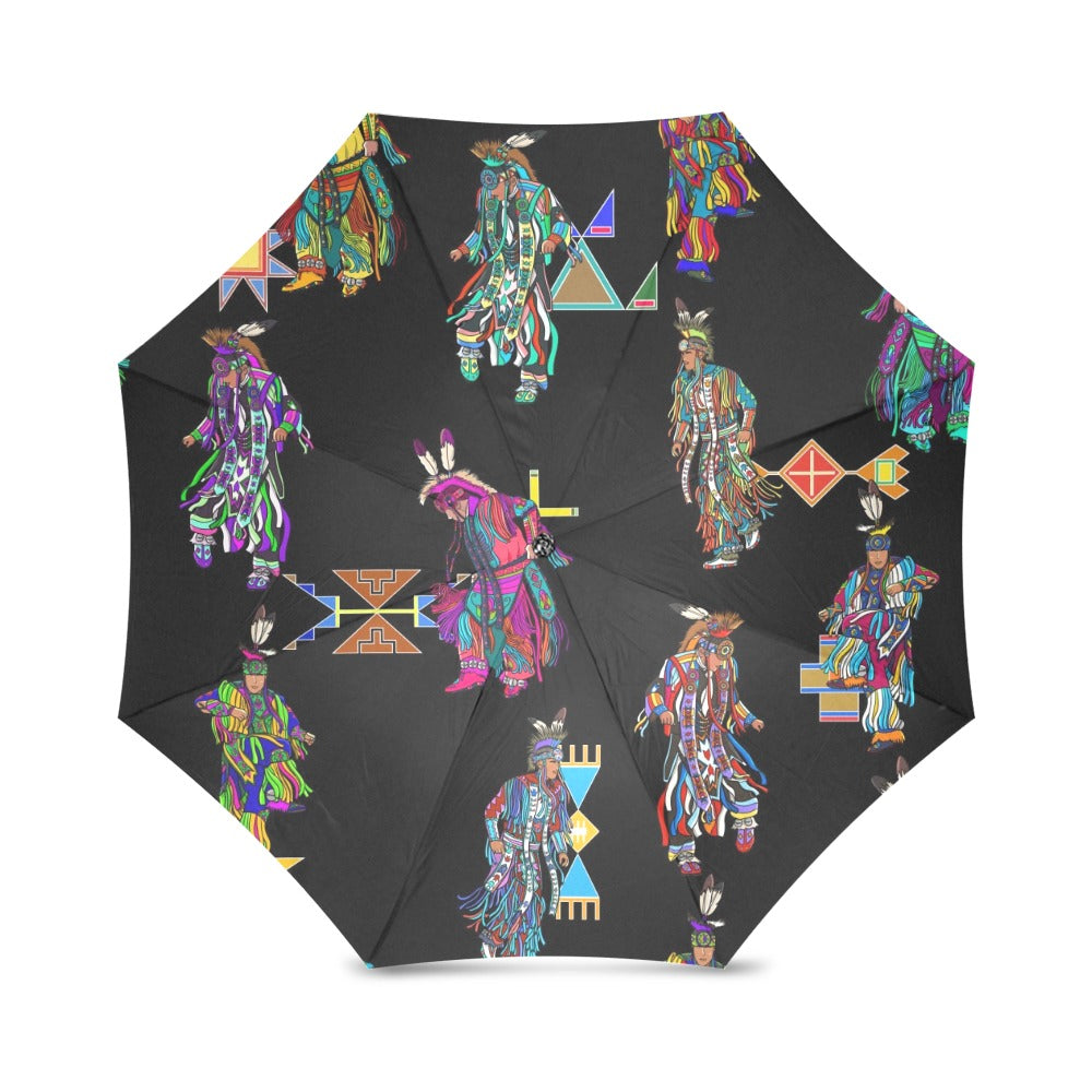 Men's Grass Dancers Black Foldable Umbrella