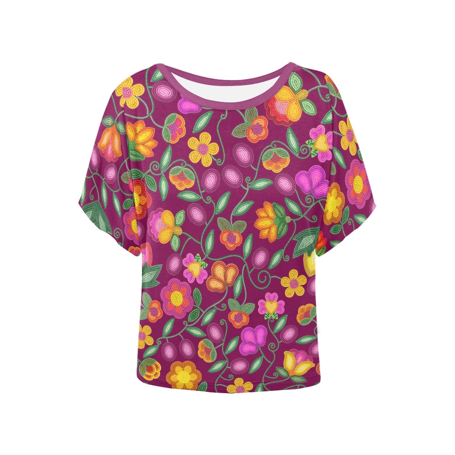 Boreal Bounty Dark Magenta Batwing Blouse